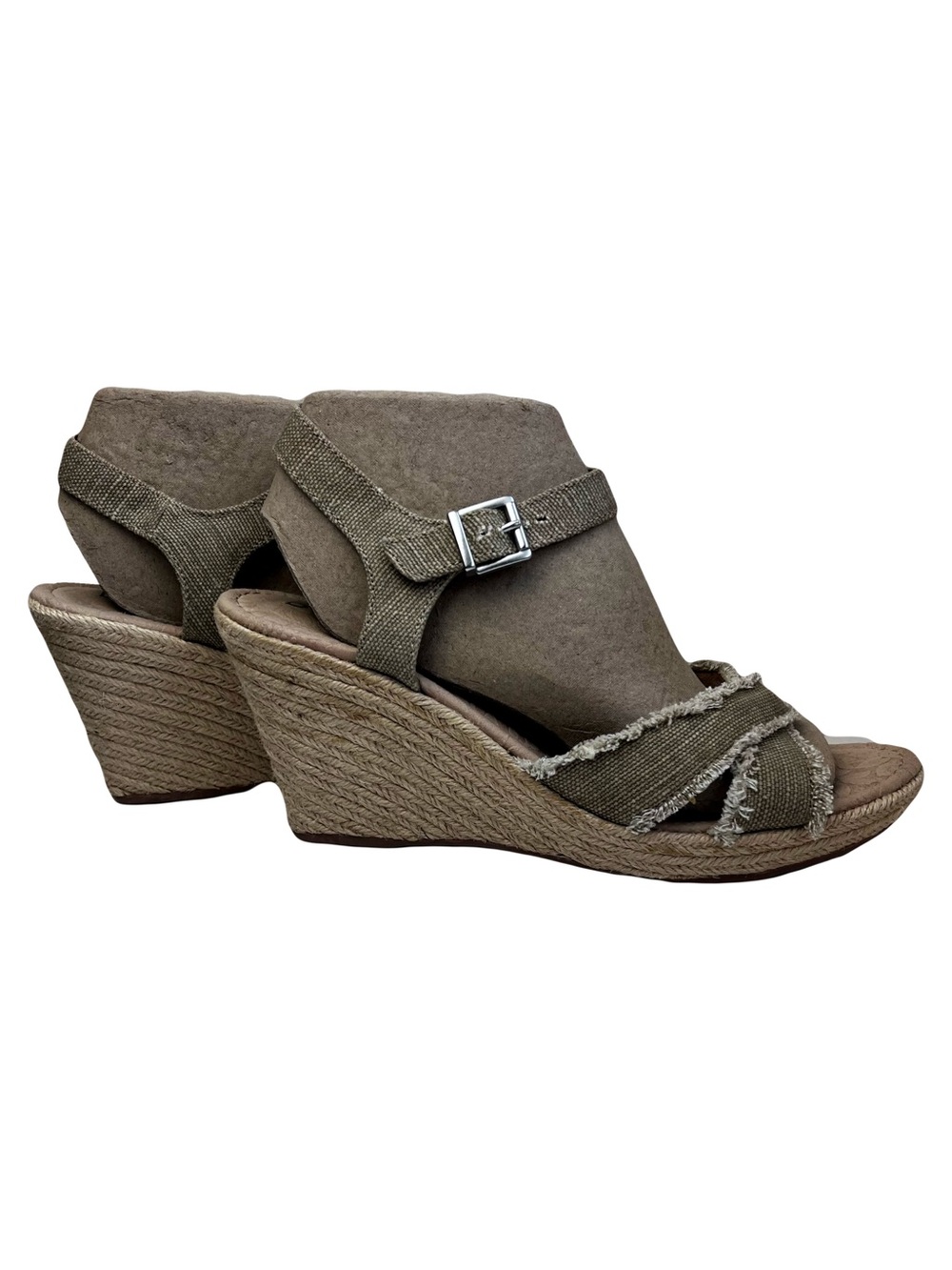 B.O.C. Born | Tan Wedge Espadrille Distressed Sandals, Women’s Size 10